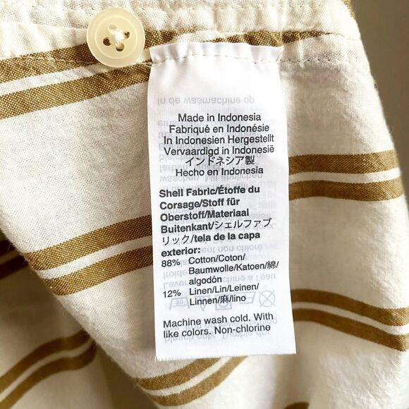 Madewell Oversized Cotton / Linen Short Sleeve Button Down in Bronze Stripe - Picture 7 of 7